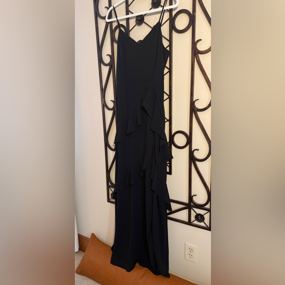 Lulu's Black Maxi Dress with Ruffle Detail - Picture 7 of 12